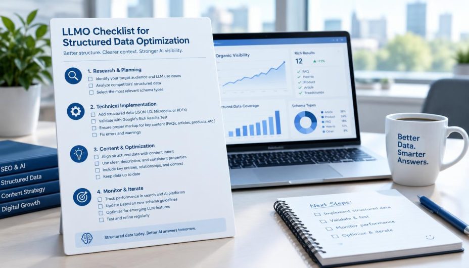 LLMO Checklist: 12 Powerful Steps for Better AI Visibility 3 Online SEO Blogs LLMO checklist for reviewing structured data and machine-readable content