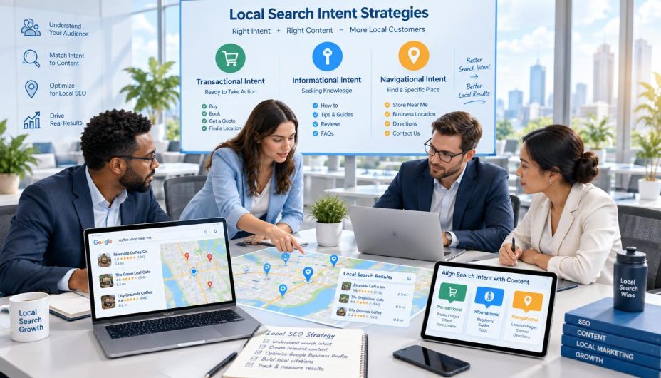 Marketing team mapping local search intent to service and location pages