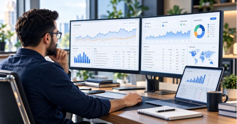 SEO professional analyzing SERP volatility and search ranking fluctuations