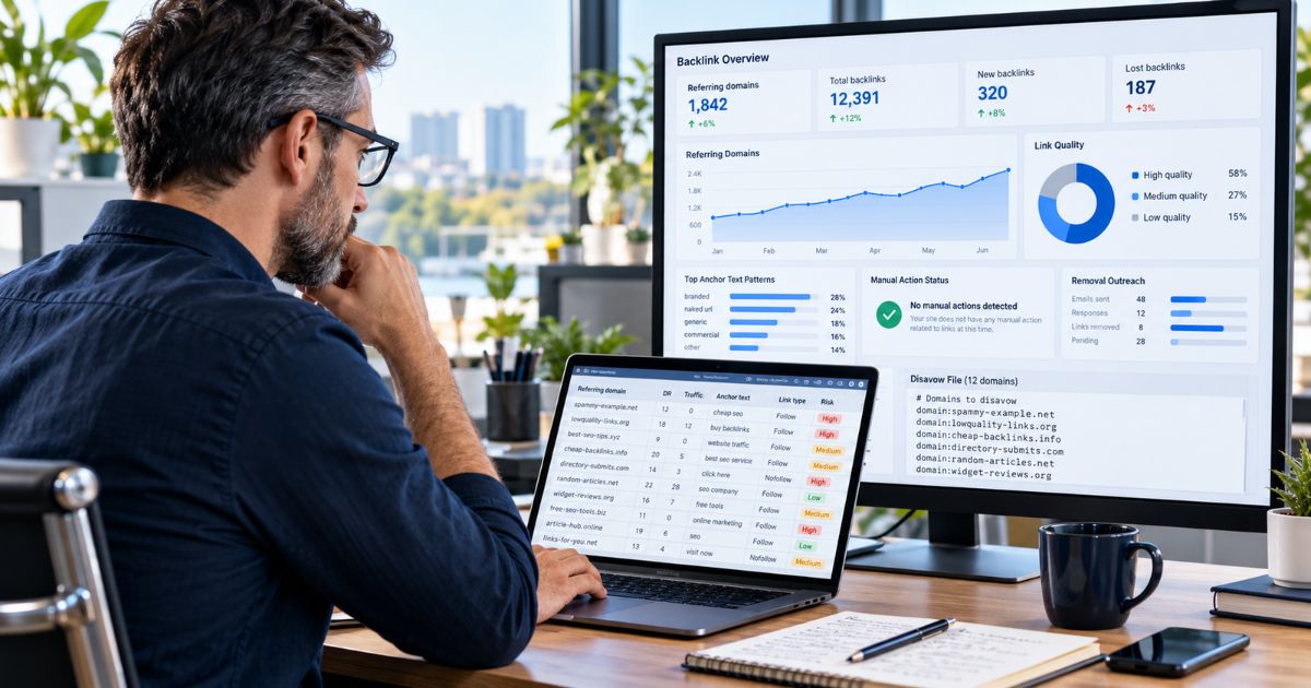 Disavow List: 9 Essential Steps for Safer Link Cleanup 1 Online SEO Blogs disavow list analysis for reviewing risky backlinks and Google Search Console links